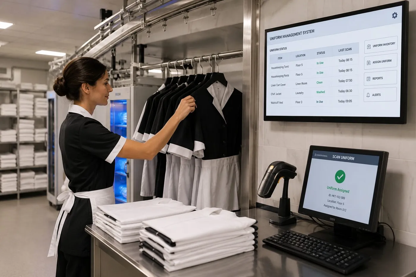 distribution automatique de vêtements: Stockage d’uniformes avec distribution contrôlée